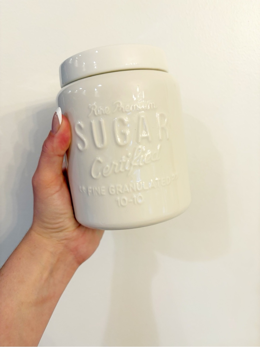 H&M home Embossed Ceramic Sugar Canister - Cream